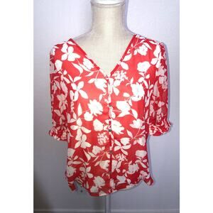 West Kei Floral Short Sleeve Blouse -M